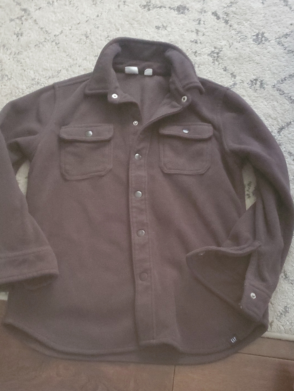 GAP Kids Gray Snap-Front Fleece Shirt Jacket Size Medium Youth Kids